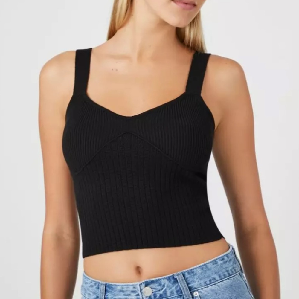 Forever 21 black knit crop top